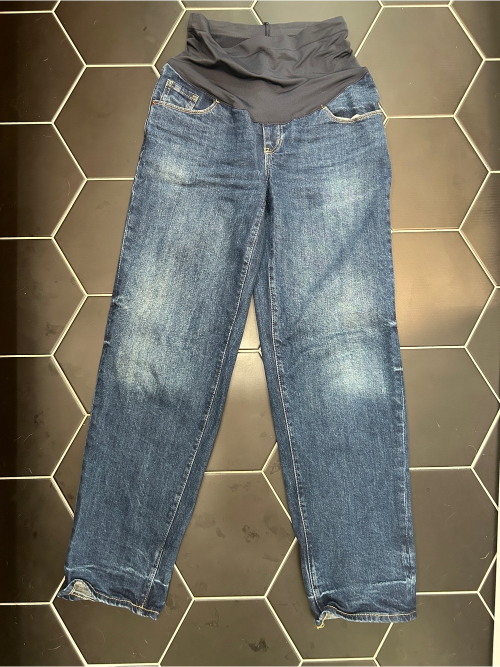 Old Navy OG Loose Dark Blue Relaxed Maternity Jeans with Stretch Panel